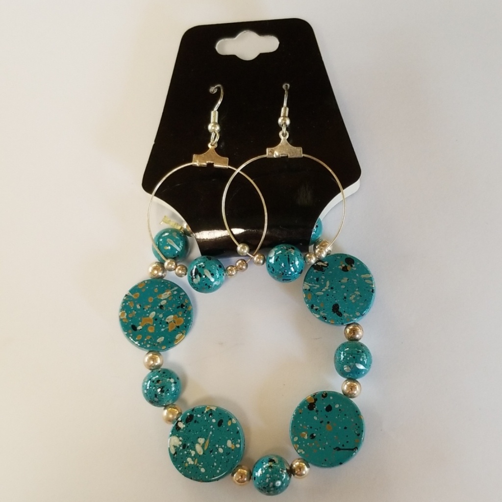 Turquoise Color Splash Stretch Bracelet & Earrings